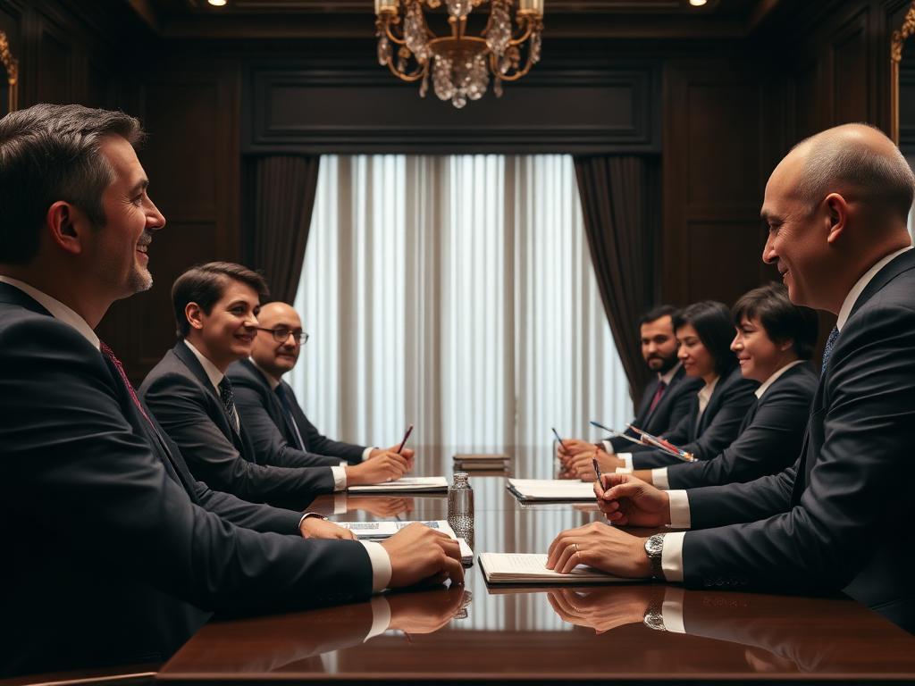 Executives and diplomats in a Spanish business class
